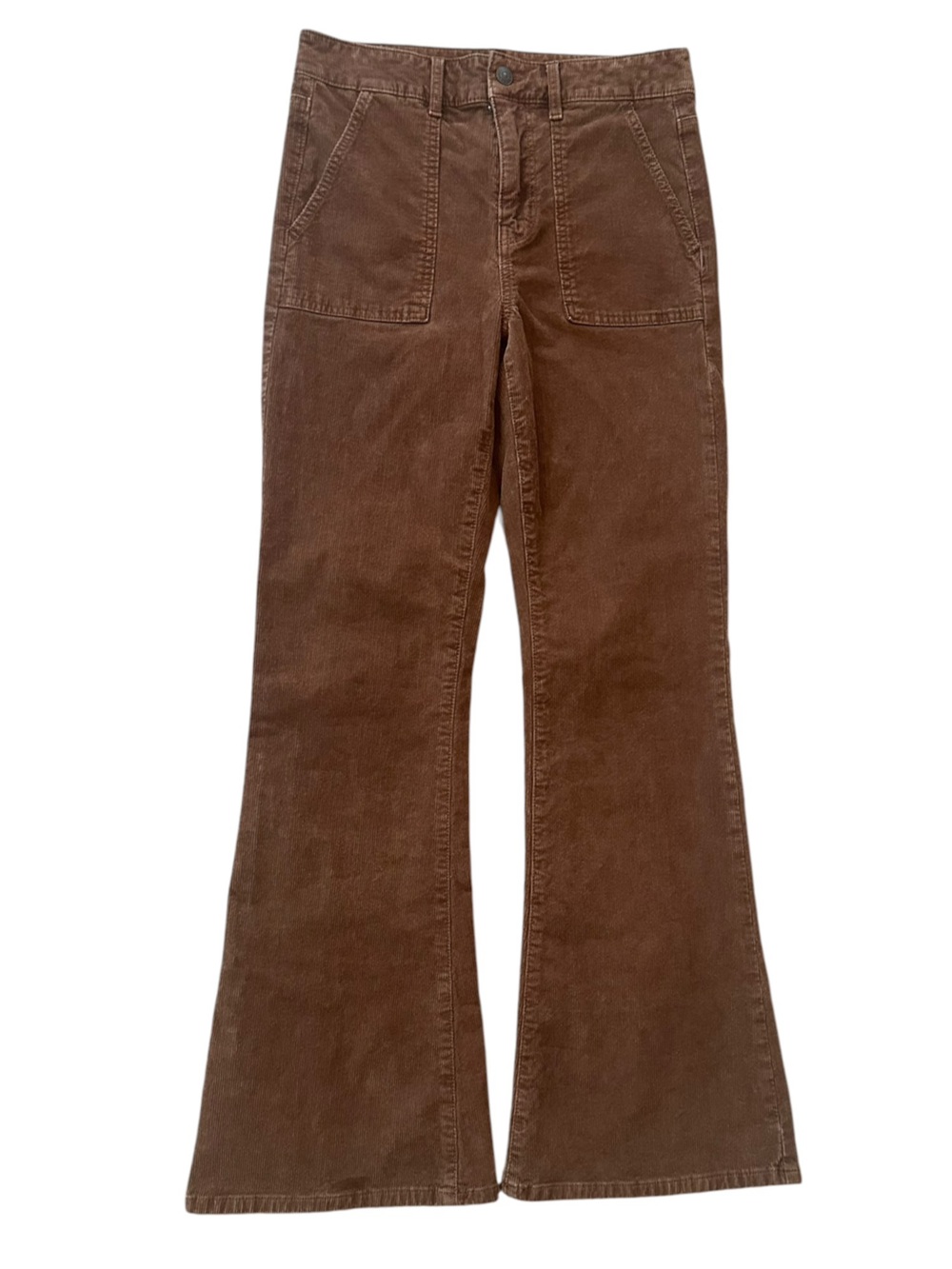 AMERICAN EAGLE Super High Rise Flare brown stretch corduroy pants size 6 Regular